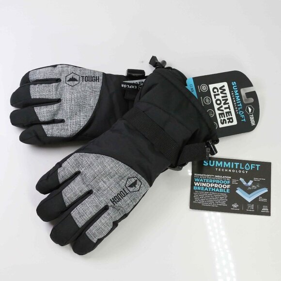 New!  Tough Outfitters Mens Winter Gloves, Black and Gray, Size Medium - Picture 1 of 9